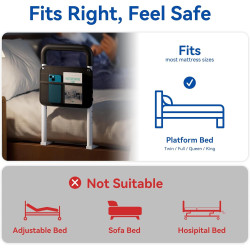 Rieles de cama para adultos mayores, barandilla ajustable con diseño de tubo plano