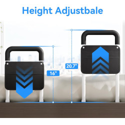 Rieles de cama para adultos mayores, barandilla ajustable con diseño de tubo plano