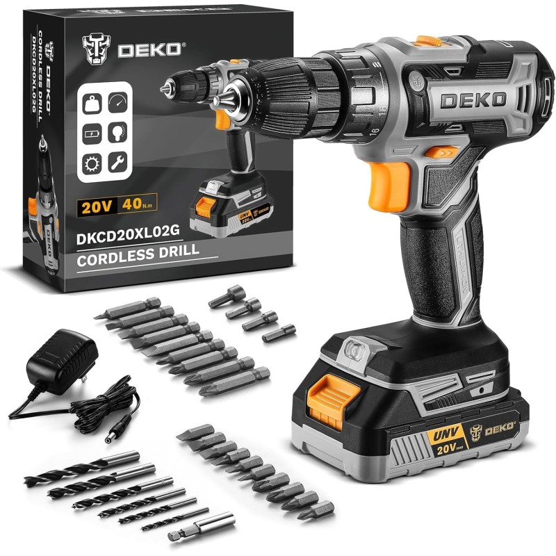 Taladro eléctrico inalámbrico: Deko Pro - Taladro inalámbrico de 20 V Taladro eléctrico inalámbrico: Deko Pro - Taladro inalámbrico de 20 V