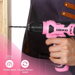 DEKOPRO Taladro inalámbrico de 8 V, juego de taladros con portabrocas sin llave de 3/8 pulgadas