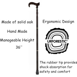 URFORESTIC Bastón de madera hecho a mano | Baston de madera masciza echo a mano