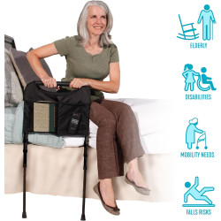 Able Life - Riel resistente, barra de cama ajustable con patas de apoyo