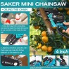 Saker Mini motosierra, motosierra eléctrica portátil inalámbrica