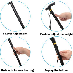 Bastón plegable y ligero | Baston flexible y con goma antideslizante