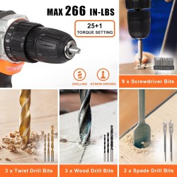 COMOWARE Kit combinado de herramientas de taladro inalámbrico de 16.8 V