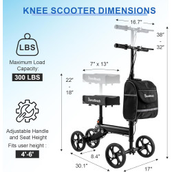 Patinete de rodilla | Patin de rodilla para discapacitados con bolsa integrada