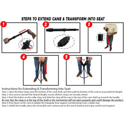 Darza Bastón ajustable con asiento | Baston con asiento ajustable