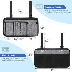 FINPAC Bolsa de almacenamiento lateral para silla de ruedas con soporte para tazas