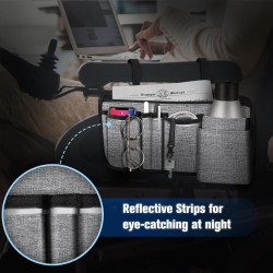 FINPAC Bolsa de almacenamiento lateral para silla de ruedas con soporte para tazas