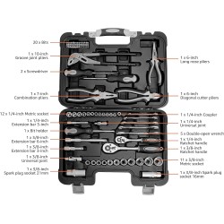 Amazon Basics Juego de herramientas mecanicas | Kit de herramientas mecanicas de 65 piezas
