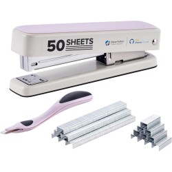 Engrapadora de metal resistente, capacidad de 50 hojas con 1250 grapas y removedor ergonómico de grapas