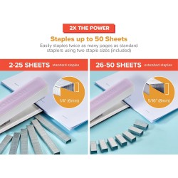 Engrapadora de metal resistente, capacidad de 50 hojas con 1250 grapas y removedor ergonómico de grapas