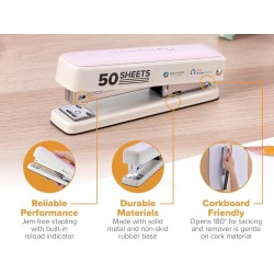Engrapadora de metal resistente, capacidad de 50 hojas con 1250 grapas y removedor ergonómico de grapas