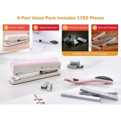 Engrapadora de metal resistente, capacidad de 50 hojas con 1250 grapas y removedor ergonómico de grapas