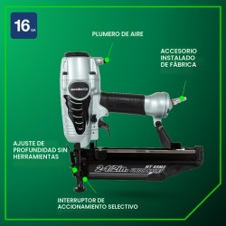 Metabo HPT Clavadora de acabado con plumero de aire, clavadoras neumáticas de potencia preferida