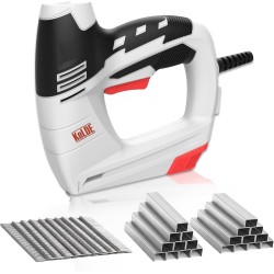 Grapadora eléctrica 4 en 1, grapadora manual de 120 V con 1200 grapas y clavos, ligera