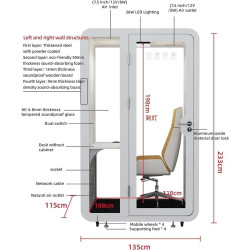 GEARONIC Cabina de cápsulas de oficina móvil | Cabina de oficina movil con ventiladores y luces LED