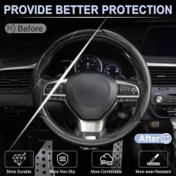 Amiss 3 fundas antideslizantes de fibra de carbono para volante