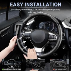 Amiss 3 fundas antideslizantes de fibra de carbono para volante