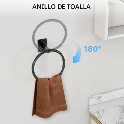 Juego de accesorios de baño negro mate, juego de 4 piezas de accesorios de baño