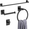Juego de accesorios de baño negro mate, juego de 4 piezas de accesorios de baño