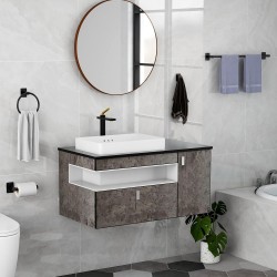 Juego de accesorios de baño negro mate, juego de 4 piezas de accesorios de baño