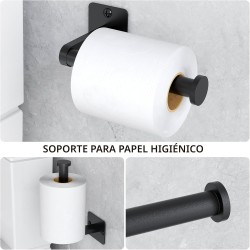 Juego de accesorios de baño negro mate, juego de 4 piezas de accesorios de baño