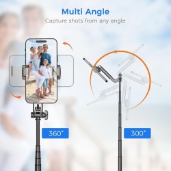 Trípode de viaje para teléfono celular con control remoto y soporte para teléfono