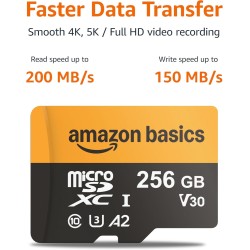 Amazon Basics Tarjeta microSDXC de 256 GB con adaptador