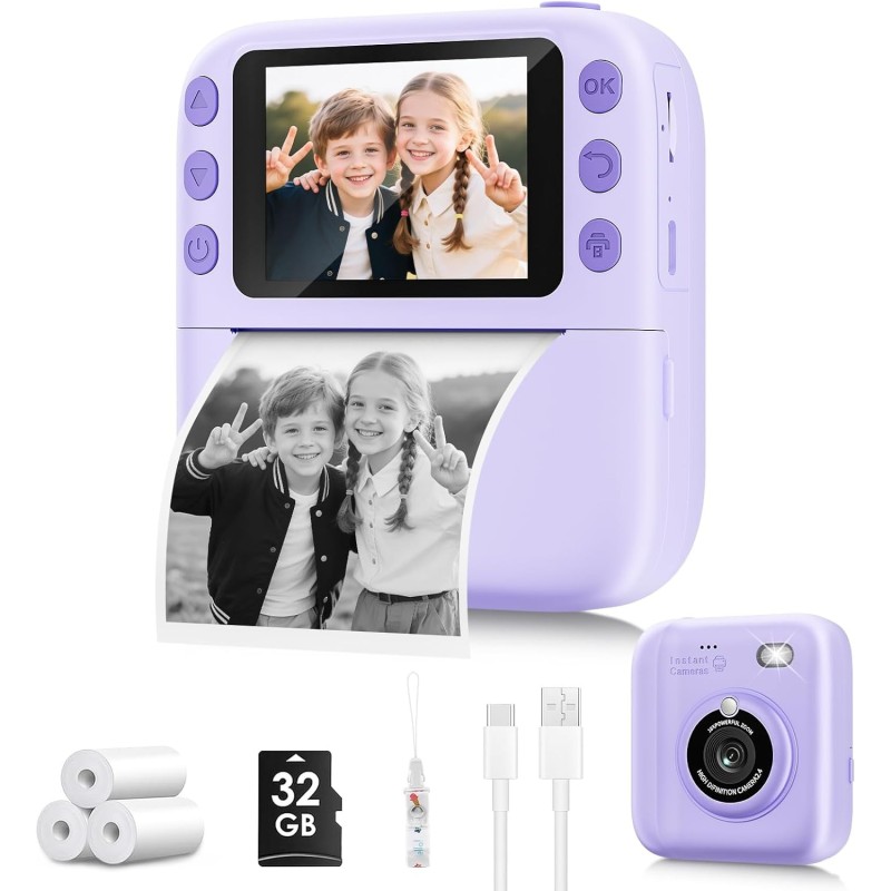 Cámara de impresión instantánea para niños, regalos de cumpleaños de Navidad para niñas y niño Cámara de impresión instantánea para niños, regalos de cumpleaños de Navidad para niñas y niño