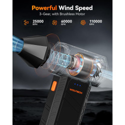 WOLFBOX MF50 - Plumero de aire comprimido | Diseño portatil y recargable