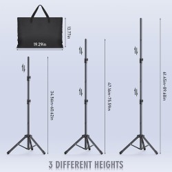 Kit de soporte de telón de fondo: 6 anchos, soporte de fondo ajustable de 10 x 7.5 pies para fiestas y fotografía de estudio