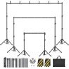 Kit de soporte de telón de fondo: 6 anchos, soporte de fondo ajustable de 10 x 7.5 pies para fiestas y fotografía de estudio