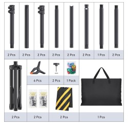 Kit de soporte de telón de fondo: 6 anchos, soporte de fondo ajustable de 10 x 7.5 pies para fiestas y fotografía de estudio