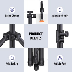 Kit de soporte de telón de fondo: 6 anchos, soporte de fondo ajustable de 10 x 7.5 pies para fiestas y fotografía de estudio