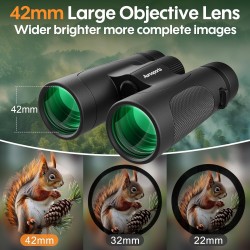 Prismáticos UHD de 12 x 42 para adultos de alta potencia