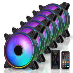 EZDIY-FAB Moonlight - Ventilador para PC | Control remoto de RGB y 6 unidades