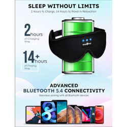 MUSICOZY - Auriculares con Bluetooth, máscara con auriculares inalámbricos para dormir de lado