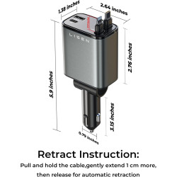 LISEN - Cargador retráctil para automóvil