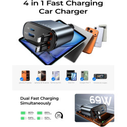 LISEN - Cargador retráctil para automóvil