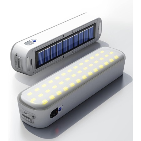 UPFOX Linterna solar recargable para campamento, batería externa de 4800 mAh, 1500 lúmenes, 4 modos de luz, linterna LED para