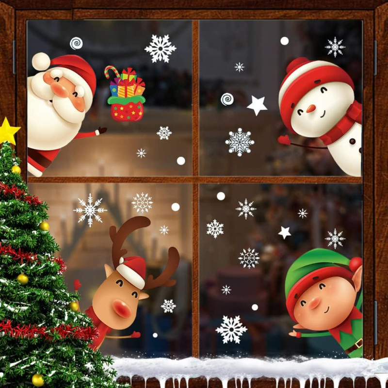XIMISHOP - 82 calcomanías para ventana con diseño de Navidad | Calcomanias con diseño vaideño para ventanas