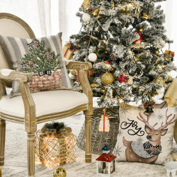 AVOIN colorlife - Juego de 4 fundas de almohada de navidad | Juego de fundas de almohada con diseños navideños