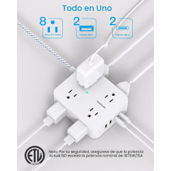 HANYCONY - Tira de alimentación con protector de sobretensiones