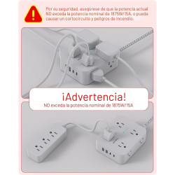 HANYCONY - Tira de alimentación con protector de sobretensiones