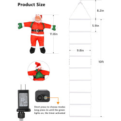 Toodour Luces LED de Navidad en forma de escalera | Luces LED de escalera con muñeco de Santa claus incluido
