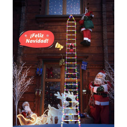 Toodour Luces LED de Navidad en forma de escalera | Luces LED de escalera con muñeco de Santa claus incluido