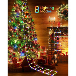 Toodour Luces LED de Navidad en forma de escalera | Luces LED de escalera con muñeco de Santa claus incluido