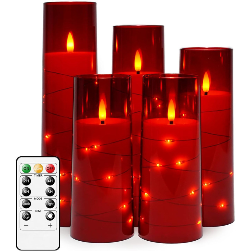 Velas LED sin llama con temporizador | Velas LED navideñas sin necesidad de fuego