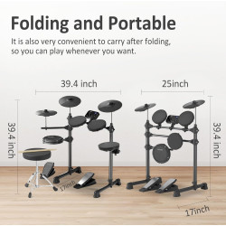 AODSK Batería eléctrica para niños principiantes con 150 sonidos